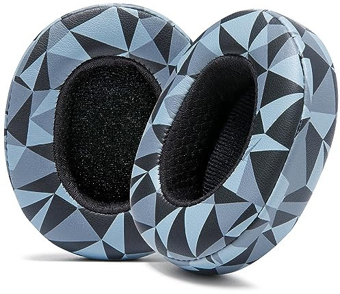 WC-Ersatz-Ohrpolster für Skullcandy Hesh 3 & Crusher Over-Ear-Kopfhörer, hergestellt von Wicked Cushions | Verbesserte Haltbarkeit, Dicke und Komfort | Geo Grey