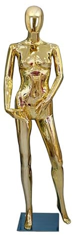 Rozhuhro Schneiderpuppe, Weiblich Schaufensterpuppe, Schaufensterpuppe, Metall Schneiderpuppe, Deko Mannequin, für Bekleidungsgeschäft Kleider,Gold,3