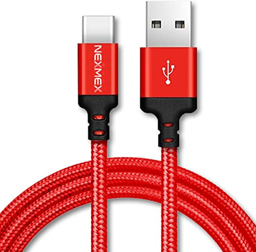 NEXMEX Datenkabel USB Typ C Nylon kompatibel mit GoPro Hero 5 6 7 8 9 10 11 12 Max 360 Ladekabel 1m Datenkabel Schwarz/Rot, Farbe:Rot