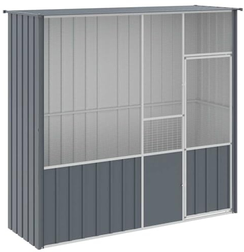 vidaXL Anthracite Aviary Bird Cage - Galvanised Steel Outdoor/Indoor Large Birdhouse for Parrots, Chickens - Spacious & Secure