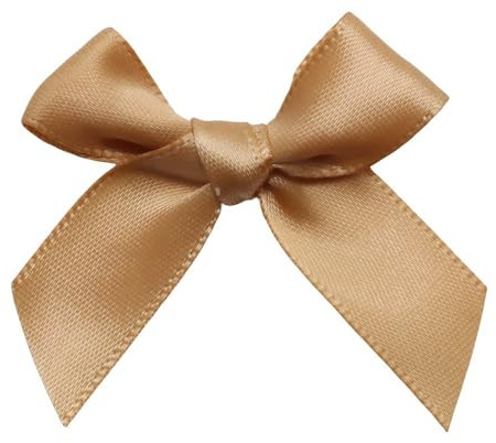 SYSUII 50 Stück Kleine Satinband Bögen Satinbandschleifen Schleifen zum Basteln 5×5cm Kleine Deko Schleife für DIY Handwerk Hochzeit Weihnachten Valentinstag Dekoration Karte Herstellung -Gold