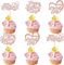 SYKYCTCY 24 Pack Happy Mother's Day Cupcake Toppers Glitter Heart Love You Mom Cupcake Picks for Mother's Day Party Number 1 Mom Cake Decorations Rose Gold