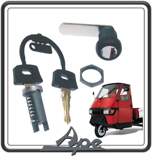 Piaggio KIT SERRATURA SERRATURE COMPLETO DI DUE CHIAVI E DADO APE 50 TUTTE LE VERSIONI ORIGINALE.