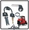 Piaggio KIT SERRATURA SERRATURE COMPLETO DI DUE CHIAVI E DADO APE 50 TUTTE LE VERSIONI ORIGINALE.