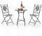 COSTWAY Bistrotisch mit 2 Stühlen, Mosaik Bistroset klappbar, 3-teiliges Balkonset, Sitzgarnitur, Gartengarnitur, Balkonmöbel, Gartenmöbel, Sitzgruppe für Garten, Terrasse, Balkon (Schwarz-Grau)