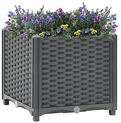Cosisti Lit Surélevé Jardinière d'Extérieur lit de Jardin surélevé Carré Potager,Potager sur Pied,bac Jardiniere Exterieur,Potager Balcon Polypropylène-Gris foncé-40 x 40 x 38 cm