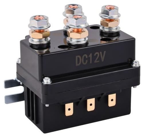 Dixhills Relè per argano elettrico 12 V 500 A, Manuale, Nero, Montaggio a pannello, Viti, Normalmente aperto