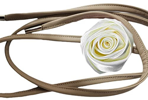 lxuebaix Blumen-Halskette, weiches Stoffmaterial, Stoff-Blumen-Halsband mit PU-Kette, Stoff-Zubehör für Frauen, Teenager, Mädchen, Stoff-Blumen-Halsband, Beige