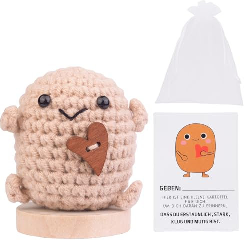 Mwmoeen Pocket Hug Positive Kartoffel Puppe, Lustige Positive Kartoffel Strickpuppe Motivationsgeschenke Beste Freundin Geschenke für Freundin Kleine Geschenke für Frauen(E4)