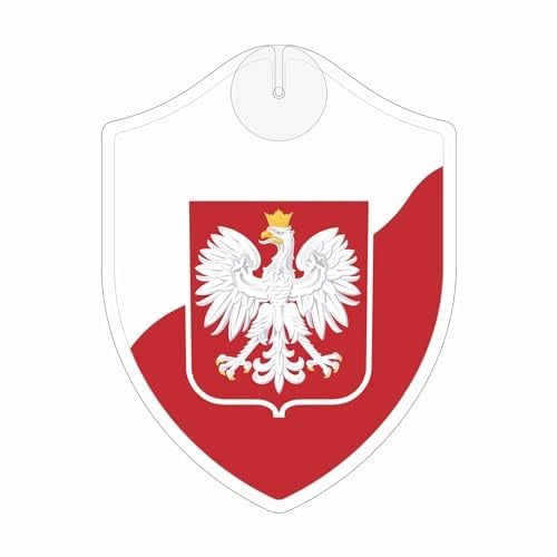 Polen Flagge - Wimpel mit Saugnapf - Perfekt zum Aufhängen im Auto - Maße: 18,5 x 14,0 cm - Wappen - Fähnchen - Länder Fahne klein