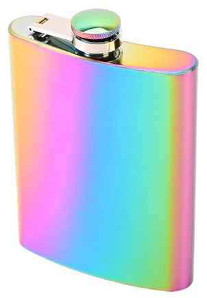 ANCLLO 8oz Hip Flask for Women and Men - Rainbow Pocket Flasks with Funnel Box, Portable Leakproof Drink Pot for Outdoor Wedding Party, Bar, Climbing, and Camping