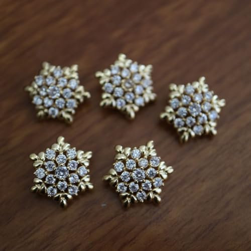G-RUI 5 Stück Luxus-Kristallknöpfe für Kleidung, Zirkonia, Metallschaft, Knopf für Mantel, dekorative CZ-Nähknöpfe für Hemden (K-208) (Gold)