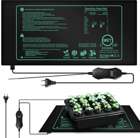 Esterilla calefactora para plantas con termostato, estera térmica con termostato, estera térmica digital para invernadero, estera térmica para plántulas, germinación de plantas, crecimiento de