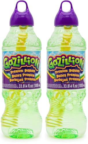 Gazillion - Solution à Bulles de Savon, Recharge 1L de Liquide à Bulles de Savon Enfant pour Machine, Pistolet et Baguette à Bulles (Lot de 2)