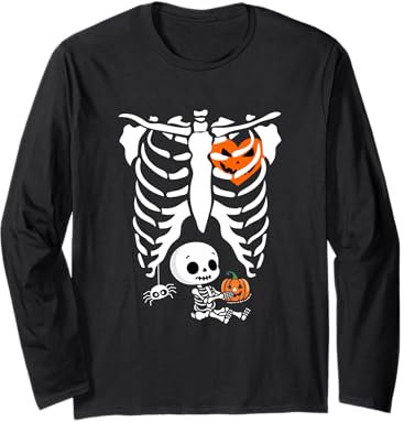 Costume d'Halloween amusant pour femme enceinte, citrouille, cage côtelée Manche Longue