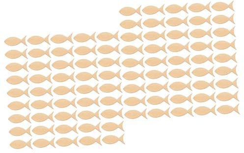 COHEALI 2 Sätze Massiver Fisch Aus Holz Holzspielsachen Holz Spachtelmasse Borden Unfertige Fischscheiben Diy-graffiti- Dekorative Holzscheiben Graffiti-holzscheiben 100 Stück * 2