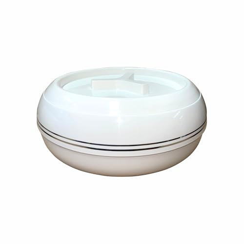 FotoStation 1500 Insulated Casserole Dish White Premium Design Locking Lid 1.5L Thermal Serving Bowl Keeps Food Hot & Cold for Long Hours Stainless Steel Inner Hot Pot Food Warmer Cooler Container
