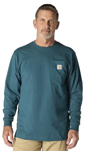 Carhartt Men's Dearborn Loose LS T-Shirt, Greenstone Heather, Large
