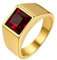 Bestyle Herren Stein Chunky Bandring für Männer, Edelstahl Ring Synthetischer Edelstein 8 * 8mm Personalisierbarer Herrenring CZ Biker Ring Pinky Schmuck,Gold,Größe 65