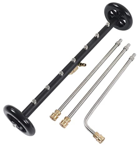 Pressure Washer Undercarriage Cleaner Under Car Water Broom Cleaner with 3 Extension Wands 4000psi 2 in 1 Power Wash Water Broom for Balcony Courtyard (7 Holes)