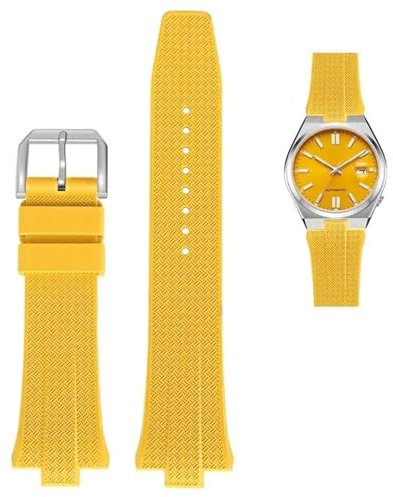NVVVNX FKM Fluorkautschuk Uhrenarmband für Citizen TSUYOSA Collection NJ0150 NJ0151ME Uhrenarmbänder Herren Damen Armband Bunt(Yellow)