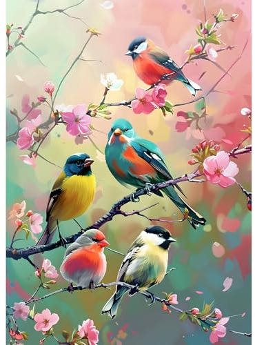 EOBROMD Diamond Painting Bunte Vögel, 5D Diamant Painting Bilder für Erwachsene Fantasie, DIY Diamant Malerei Set für Wanddekoration 30x40cm