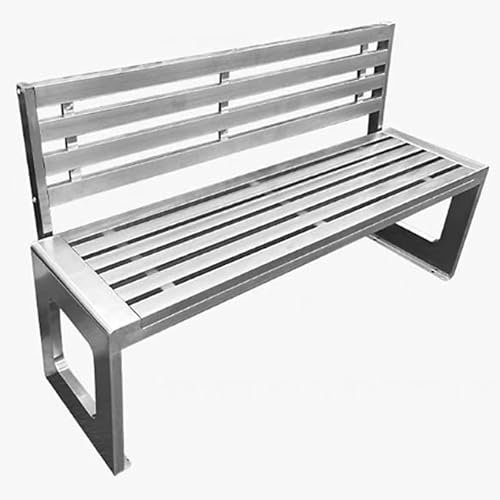 QSNYJPL Allwetter Gartenbank aus Edelstahl, Parkbank aus Metall Mit Rückenlehne für Veranda, Terrasse, Rasen, Weg, Hof, Deck, Können 300 Kg Tragen(85x40x100 cm/33x16x39 in)