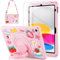 Vunake for iPad (A16) 11th/10th Generation Case 2025/2022 Soft Silicone Shockproof Cases with Shoulder Strap 360°Rotating Stand for Kids Girls Cute Cartoon Case for iPad 10th/11th Pink