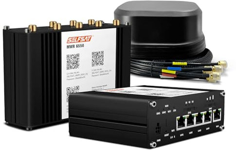 SELFSAT MWR 6550 5G Cat 20 WiFi 6 WLAN Router bis 3,4 Gbps inkl. SATCO 5G Antenne schwarz
