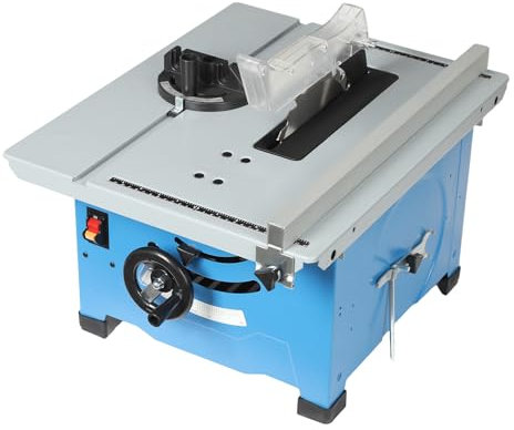 MEELRYD Tischkreissäge, 240V 1400W Sägetisch, Tischkreissäge mit Untergestell und Schiebeschlitten für Holz schneiden, Möbel Verarbeitung, Blau
