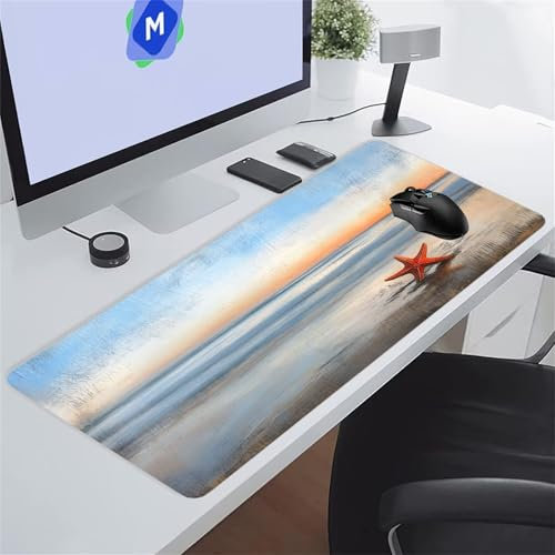 Plage Étoiles Mer Tapis de Souris de Jeu 1500x800x2 mm Grand Tapis de Souris Gaming sous-Main Bureau Gamer Large avec Base Antidérapante Tapis de Clavier Lavable pour Gamer PC