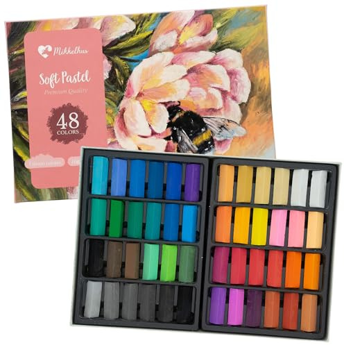 Mikkelhus Soft Pastellkreide - 48 Farben Set - Intens pigmentierte weiche Pastellkreiden - für Hobbyisten & Künstler