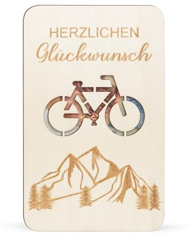 ARTREE Geldgeschenk Fahrrad aus Holz – Geschenk für Radfahrer | Geld & Gutschein stilvoll verschenken, Holzkarte für Geburtstag, Erfolg & besondere Anlässe
