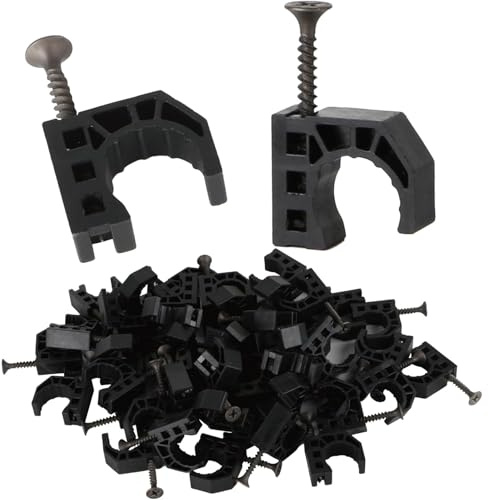 50Pcs J Hook Pipe Clamp with Nails Tubing Fastener 1/2inch Half Clamp Fixture for Tubing Pipe Easy to Use Hose Pipe Tube Clamps