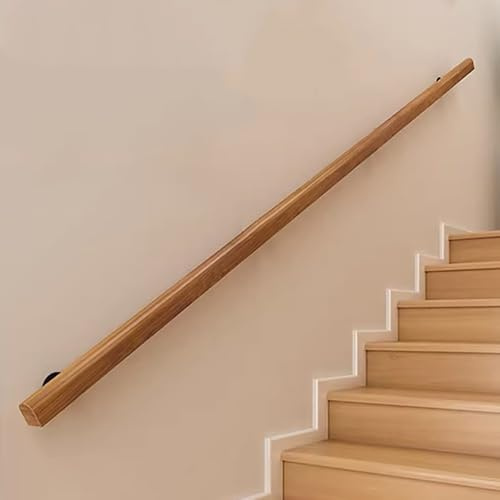 Treppengeländer Innen, Wandmontierter Holzhandlauf für Treppen, Geländer Treppe mit Metallhalterungen, für Terrasse, Dachboden, Balkon(180cm/70in/5.9ft)