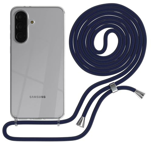 EAZY CASE Handykette kompatibel mit Galaxy A37 Handyhülle mit Umhängeband, Handykordel mit Schutzhülle, Silikonhülle, Hülle mit Band, Stylische Kette für Smartphones, Navy Blau