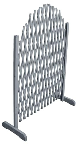 QJBSAVVA Clôture en Treillis Bois de Sapin Massif 180x100 cm Gris, Panneau Extensible Accordéon pour Jardin, Brise-Vue Rétractable et Support de Plantes Grimpantes