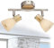 Deckenstrahler 2 Flammig Deckenleuchte Wohnzimmer Lampe Holz Applikation Bewegliche Spots (Deckenlicht, Deckenlampe, Wohnzimmerlampe, Strahler, Flurlampe)