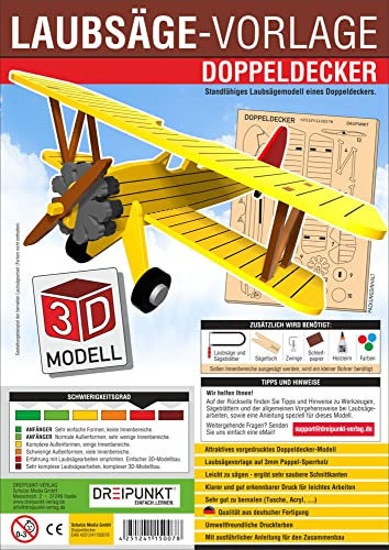 3D Laubsägevorlage Doppeldecker: Laubsägevorlage für einen Doppeldecker aus hochwertigem 3mm Pappelsperrholz.