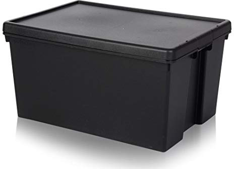 Wham 2 x Bam Heavy Duty Recycling Box - 96 Liter mit Deckel - 69 x 49,5 x 37cm - schwarz