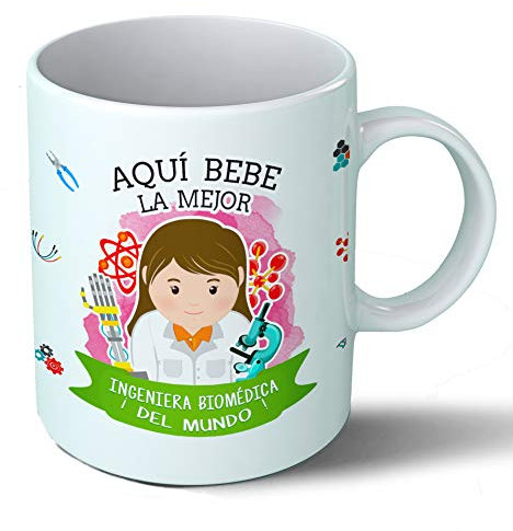 Planetacase - Taza ingeniera biomedica - Regalo Original - Cerámica 330 mL - Taza Desayuno Apta para Microondas y Lavavajillas - Ingenieros - Resistente a Lavados
