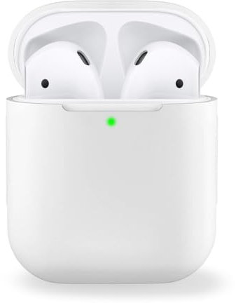 MyGadget Estuche de Silicona Suave Compatible con Auriculares Apple Airpods 1 y 2 Generación - Funda Protectora para Auricolares - Case Anti arañazos - Blanco