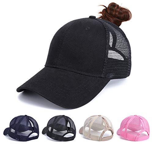 Earnmore Damen Baseball Cap - Pferdeschwanz Kappe Outdoor Mesh Basecap Retro Mützen Unisex Trucker Baseballkappe Hat Mit Zöpfen Loch Loop Hut Hohe Bun Herren