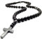 Onyx Matt Halskette Kreuz Hämatitstein Rosenkranz Necklace Herren Damen Handmade/ALLA