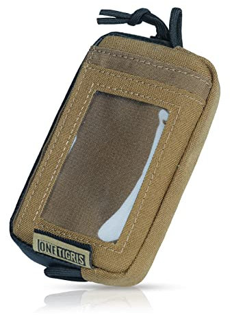 OneTigris Porte-Monnaie Tactique Petit et Minimaliste – Portefeuille de Poche avec Fermeture Éclair - Porte-Carte de Crédit Nylon 500D Résistant à l’Eau pour Homme et Femme (Marron Coyote