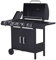 Outsunny 4+1 Burner Gas BBQ Grill, Outdoor Barbecue Trolley with Wheels, Warming Rack, Side Shelves, Cabinet, Thermometer for Garden, Party, Camping, 125 L x 51 W x 100 H cm, Black