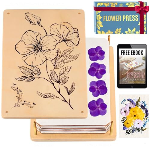 Berstuk Wooden Flower Press Age 14+ for Adults and Teens - Includes Expert Video Tutorials - Large Flower Press Kit 27.5 x 17.5cm - Gift-Ready Packaging Ideal for Arts and Crafts Lovers