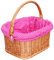 Einkaufskorb mit Stoffbezug Weidenkorb Autokorb Weide Korbwaren Korb mit Einlage | Rosa (pink), abnehmbar