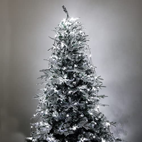 Luccika Mantello a rete di Luci con 288 Led Bianco Ghiaccio per Albero di Natale da 230 a 290 cm di altezza con memoria e 8 giochi di luce per Interno ed Esterno