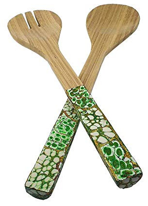 VIE Gourmet Bamboo Salad Servers, Green